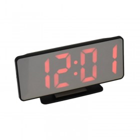 Ceas electronic cu afisaj digital cu LED rosu elSales ELS-888, forma mini TV, cu alarma, negru