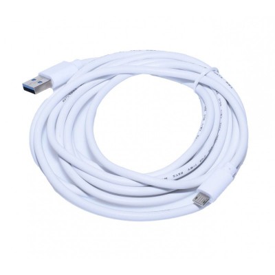 Cablu USB-MicroUSB cu lungimea de 3 metri, conectori metalici, elSales ELS-CMMU3, alb