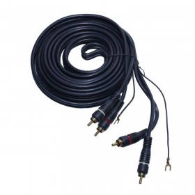 Cablu 2 RCA tata- 2 RCA tata cu remote pentru statii amplificare, subwoofere auto elSales ELS-C2RCR, lungime 5 metri, negru