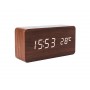Ceas De Birou Cu LED , Wood Style , Afisare Temperatura , Data , Alarma , Lemn Maro