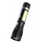 Lanterna Reincarcabila UltraLight , LED 1W + LED COB Lateral , 1000 Lumeni , Rezistenta la apa IP65 , Negru