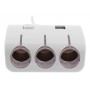 Priza Bricheta Auto Cu 3 Iesiri + 2 USB-uri Pentru Alimentare Dispozitive , Alb