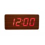 Ceas De Birou Cu LED, 21x9x4 cm, Wood Design , Afisare Temperatura , Data , Alarma , Lemn Maro