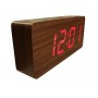 Ceas De Birou Cu LED, 21x9x4 cm, Wood Design , Afisare Temperatura , Data , Alarma , Lemn Maro