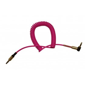 Cablu Audio Auxiliar,Jack-Jack 3.5 mm 90 Grade,High Quality,Conectori Rezistenti, Arc,Lungime Maxima 180 cm,Roz