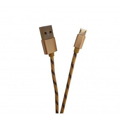 Cablu Universal De Date Si Incarcare MicroUSB , Panzat , Pentru Telefoane,Tablete Si Alte Dispozitive , Auriu