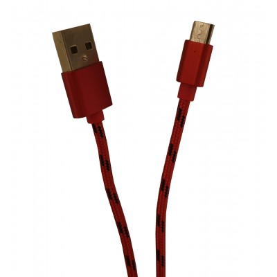 Cablu Universal De Date Si Incarcare MicroUSB , Panzat , Pentru Telefoane,Tablete Si Alte Dispozitive , Rosu