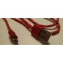 Cablu Universal De Date Si Incarcare MicroUSB , Panzat , Pentru Telefoane,Tablete Si Alte Dispozitive , Rosu