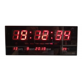 Ceas De Birou Cu LED Rosu , Super Design, Afisare Temperatura , Data , Alarma , Negru