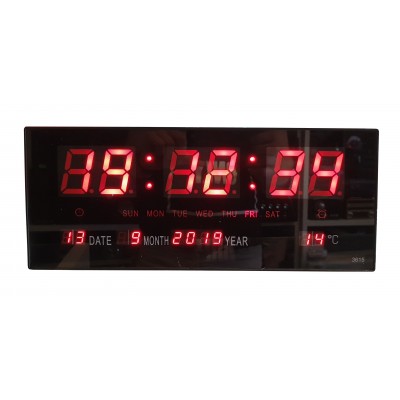 Ceas De Birou Cu LED Rosu , Super Design, Afisare Temperatura , Data , Alarma , Negru