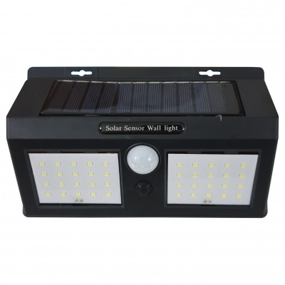 Aplica cu 40 LED-uri integrate cu panou solar , senzor de lumina , senzor de miscare , negru