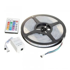 Banda LED SMD 5050 RGB , Lungime 5 Metri cu controller , telecomanda , transformator