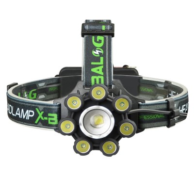 Lanterna de cap cu 8 LED + 1 COB , lumini semnalizare , 2 acumulatori 3.7 V , curea flexibila