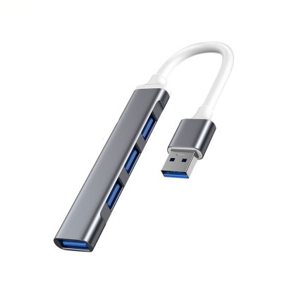 Adaptor HUB cu 4 porturi USB mama si conector USB tata elSales ELS-H41, design slim, argintiu