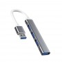 Adaptor HUB cu 4 porturi USB mama si conector USB tata elSales ELS-H41, design slim, argintiu