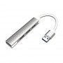 Adaptor HUB cu 4 porturi USB mama si conector USB tata elSales ELS-H41, design slim, argintiu