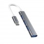 Adaptor HUB cu 4 porturi USB mama si conector USB tip C tata elSales ELS-HC41, design slim, argintiu