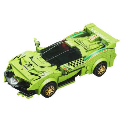 Set de constructie masina transformer elSales ELS-10096, tip LEGO, Lamborghini, 411 piese, verde
