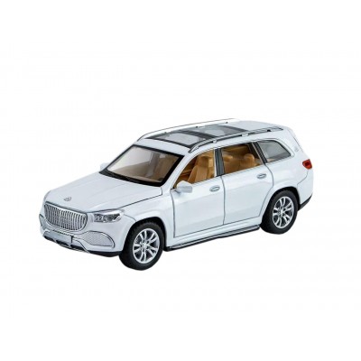 Masina elSales Maybach GLS 600 cu usi, capota, portbagaj mobile, lumini faruri si stopuri, sunete motor, scara 1:32, alb lucios