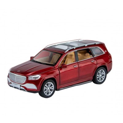 Masina elSales Maybach GLS 600 cu usi, capota, portbagaj mobile, lumini faruri si stopuri, sunete motor, scara 1:32, rosu