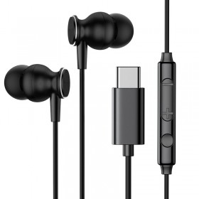 Casti audio Joyroom, conexiune type-c, microfon incorporat, lungime cablu 1,2 m, negru