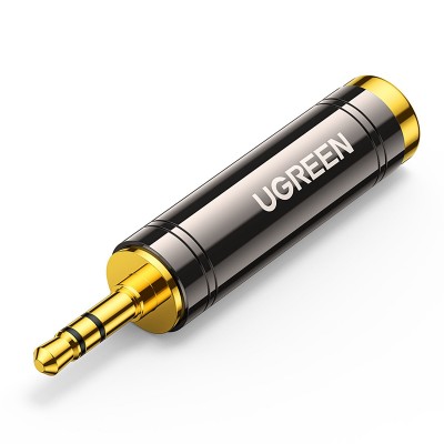 Adaptor audio Ugreen, Jack 3,5mm tata - Jack 6.35mm mama, dimensiuni reduse, design compact, gri