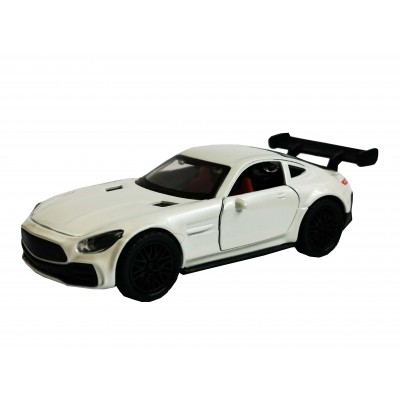 Masina Mercedes AMG GT C Coupe cu usi, capota, portbagaj mobile, lumini faruri si stopuri, sunete motor, scara 1:36, alb