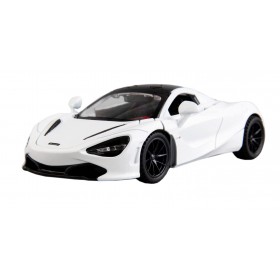 Masina McLaren 720S cu usi, capota, portbagaj mobile, lumini faruri si stopuri, sunete motor, scara 1:32, alb lucios