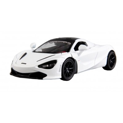 Masina McLaren 720S cu usi, capota, portbagaj mobile, lumini faruri si stopuri, sunete motor, scara 1:32, alb lucios