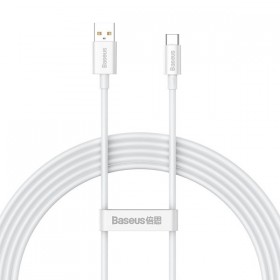 Cablu de date si incarcare Baseus, Fast Charging, USB - USB Type-C, 100 W, Viteza 480Mbps,, Lungime 2 m, Alb