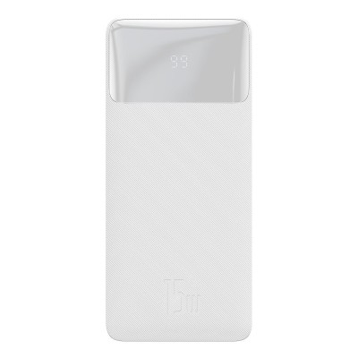 Baterie Externa Portabila Baseus, 10000 mAh, 2 x USB & USB Type-C, 15 W, Afisaj LED, Cablu Inclus 0.25m, Design Modern, Alb