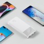 Baterie Externa Portabila Baseus, 10000 mAh, 2 x USB & USB Type-C, 15 W, Afisaj LED, Cablu Inclus 0.25m, Design Modern, Alb