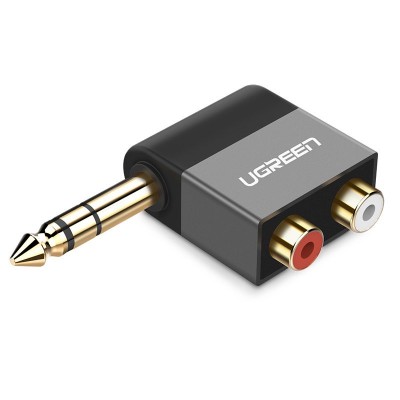 Adaptor Audio Ugreen, Jack 6.35mm tata - 2 x RCA mama, Dimensiuni Reduse, Negru