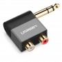 Adaptor Audio Ugreen, Jack 6.35mm tata - 2 x RCA mama, Dimensiuni Reduse, Negru