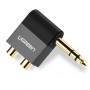 Adaptor Audio Ugreen, Jack 6.35mm tata - 2 x RCA mama, Dimensiuni Reduse, Negru