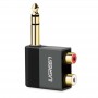 Adaptor Audio Ugreen, Jack 6.35mm tata - 2 x RCA mama, Dimensiuni Reduse, Negru