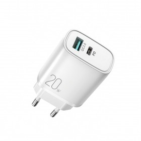Incarcator Retea Fast Charge, 20W, Port USB Quick Charge 3.0 & Port USB Type-C, Design Ergonomic, Alb