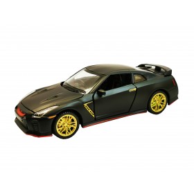 Masina Nissan GT-R R35 cu usi, capota, portbagaj mobile, lumini faruri si stopuri, sunete motor, scara 1:32, negru