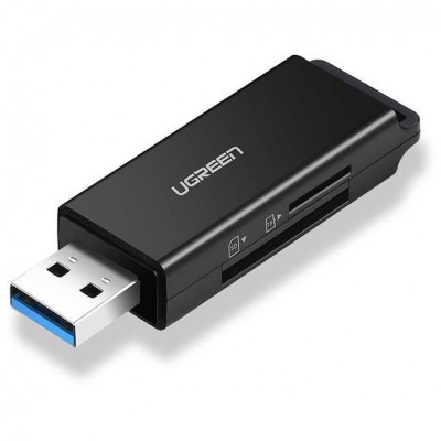 Cititor de Carduri Ugreen, Intrare USB 3.0, Slot TF/SD, Viteza Transfer 95MB/s, Negru