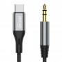 Cablu Audio AUX, USB Type-C - Mini Jack 3,5mm, Lungime 1m, Gri