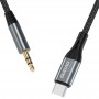 Cablu Audio AUX, USB Type-C - Mini Jack 3,5mm, Lungime 1m, Gri