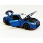 Masina Nissan GT-R R35 cu usi, capota, portbagaj mobile, lumini faruri si stopuri, sunete motor, scara 1:32, albastru
