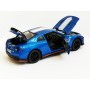 Masina Nissan GT-R R35 cu usi, capota, portbagaj mobile, lumini faruri si stopuri, sunete motor, scara 1:32, albastru