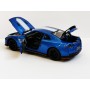 Masina Nissan GT-R R35 cu usi, capota, portbagaj mobile, lumini faruri si stopuri, sunete motor, scara 1:32, albastru