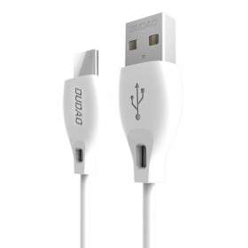 Cablu Dudao USB - USB tip C pentru telefoane, tablete, casti si alte dispozitive, 2.1A, lungime 2m, alb