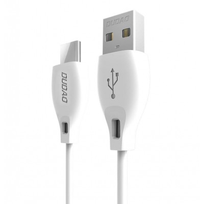 Cablu Dudao USB - USB tip C pentru telefoane, tablete, casti si alte dispozitive, 2.1A, lungime 2m, alb