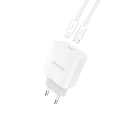 Incarcator rapid USB Tip C - Lightning cu Power Delivery, compatibil iOS, 18W, lungime cablu 1 metru, alb