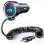 Incarcator Auto Joyroom 3 in 1cu Fir , Port USB & USB Type-C, 55W, Lumina LED, Lungime Fir 1.5m, Negru