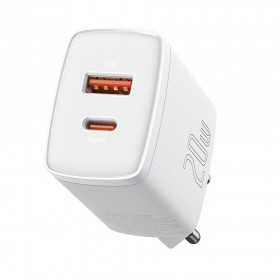 Incarcator Retea Compact Baseus, 20W, Port USB & USB Type-C, 3A, Quick Charge 3.0, Alb