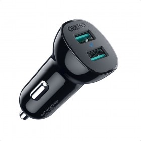 Incarcator Auto, Quick Charge 3.0, 2 x USB, 30 W, 2,4 A, Design Compact, Negru
